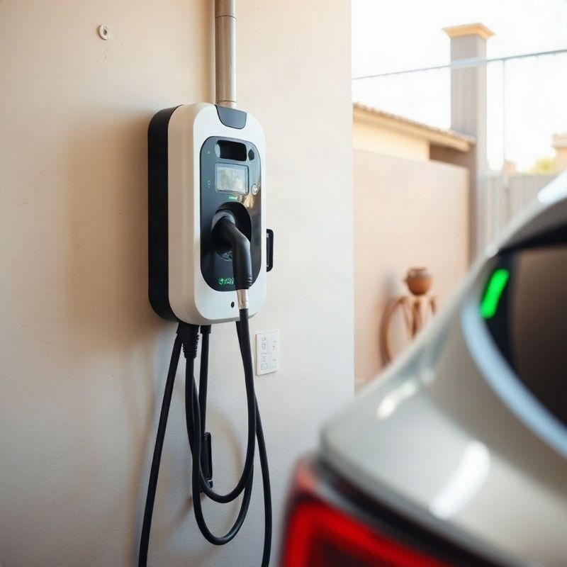 Cargador de vehículo eléctrico instalado en garaje residencial
