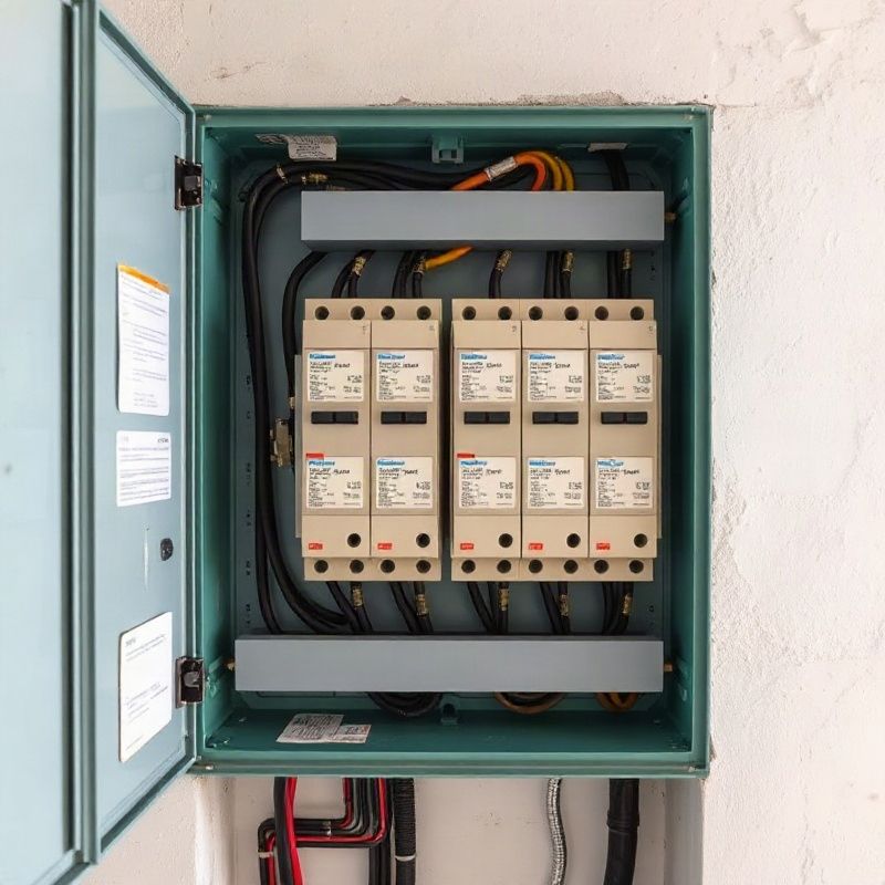 Tablero eléctrico de distribución con disyuntores etiquetados